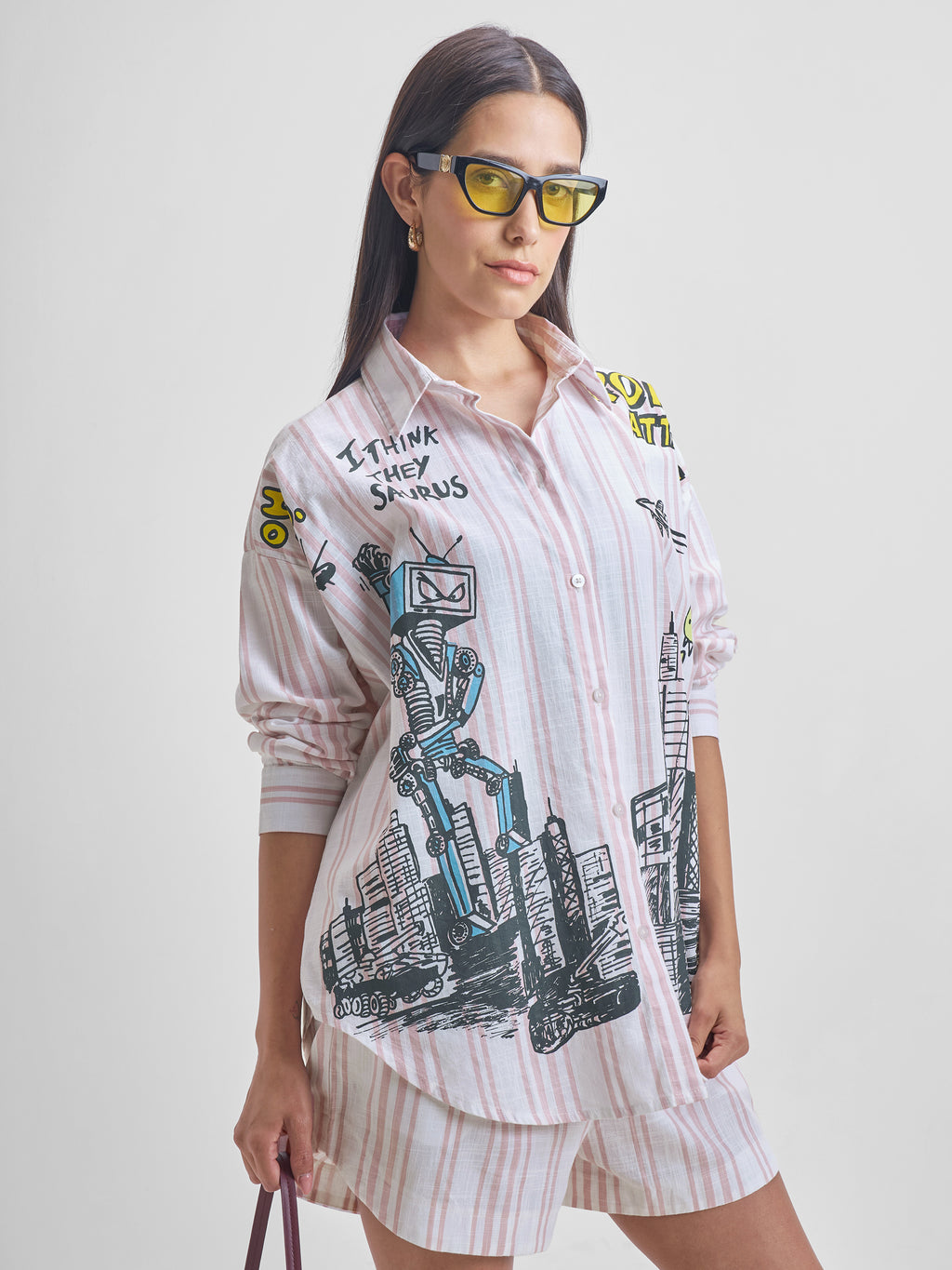 ESPYR By Tokyo Talkies Women White Shirt With Shorts Co-ords - White - Image 6
