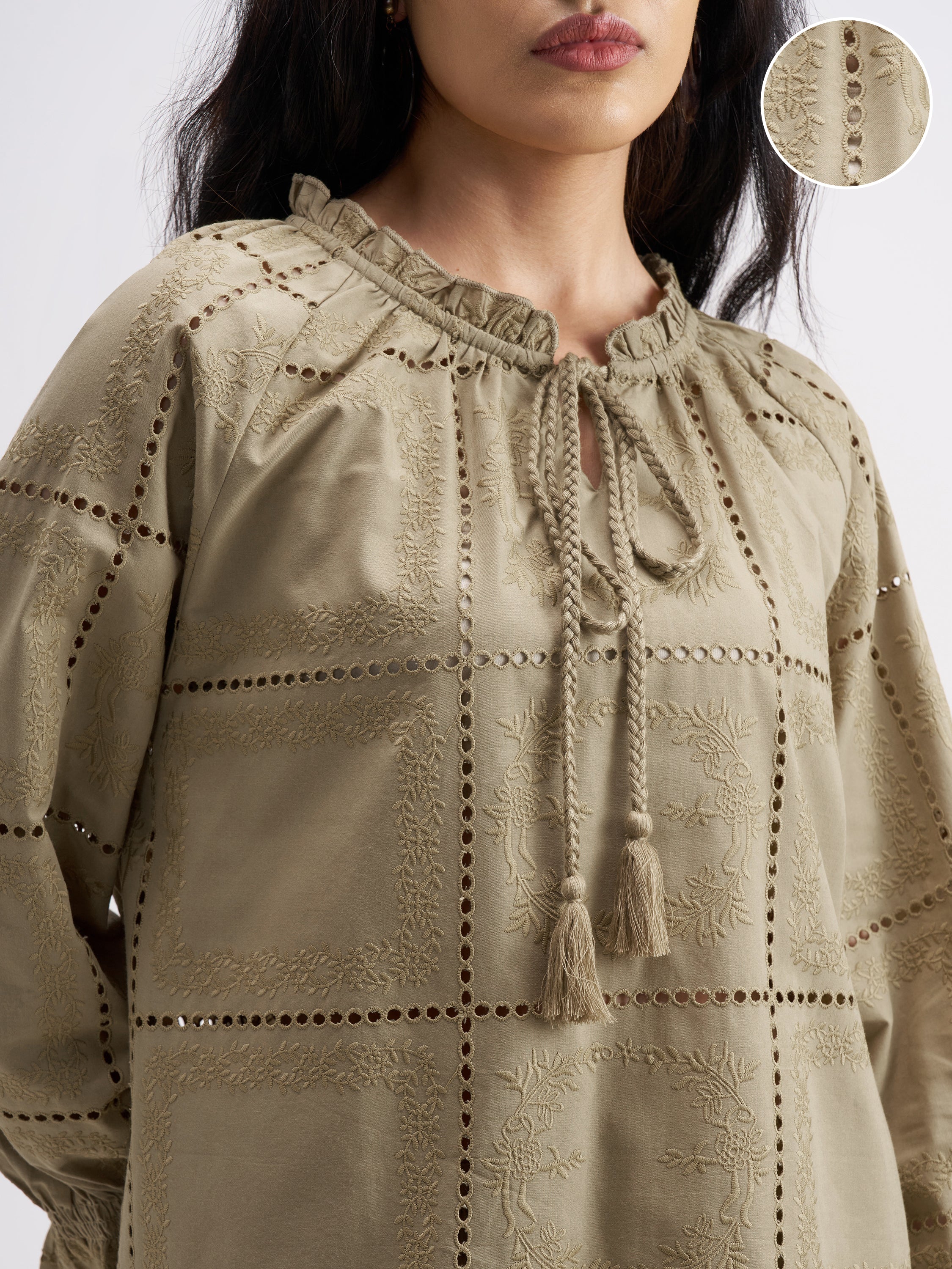 Tokyo Talkies Women Khaki Top With Shorts Co-Ords - Khaki - Image 5
