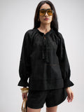 Tokyo Talkies Women Black Top With Shorts Co-Ords - Black - Image 1