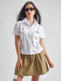 Tokyo Talkies Women Black Shirt With Skirt Co-Ords - White - Image 1