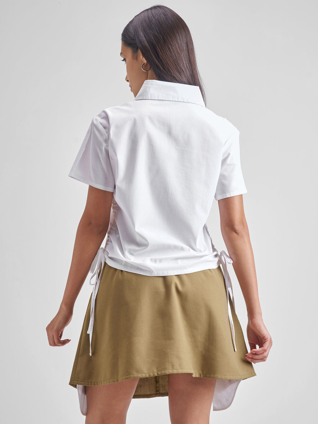 Tokyo Talkies Women Black Shirt With Skirt Co-Ords - White - Image 3