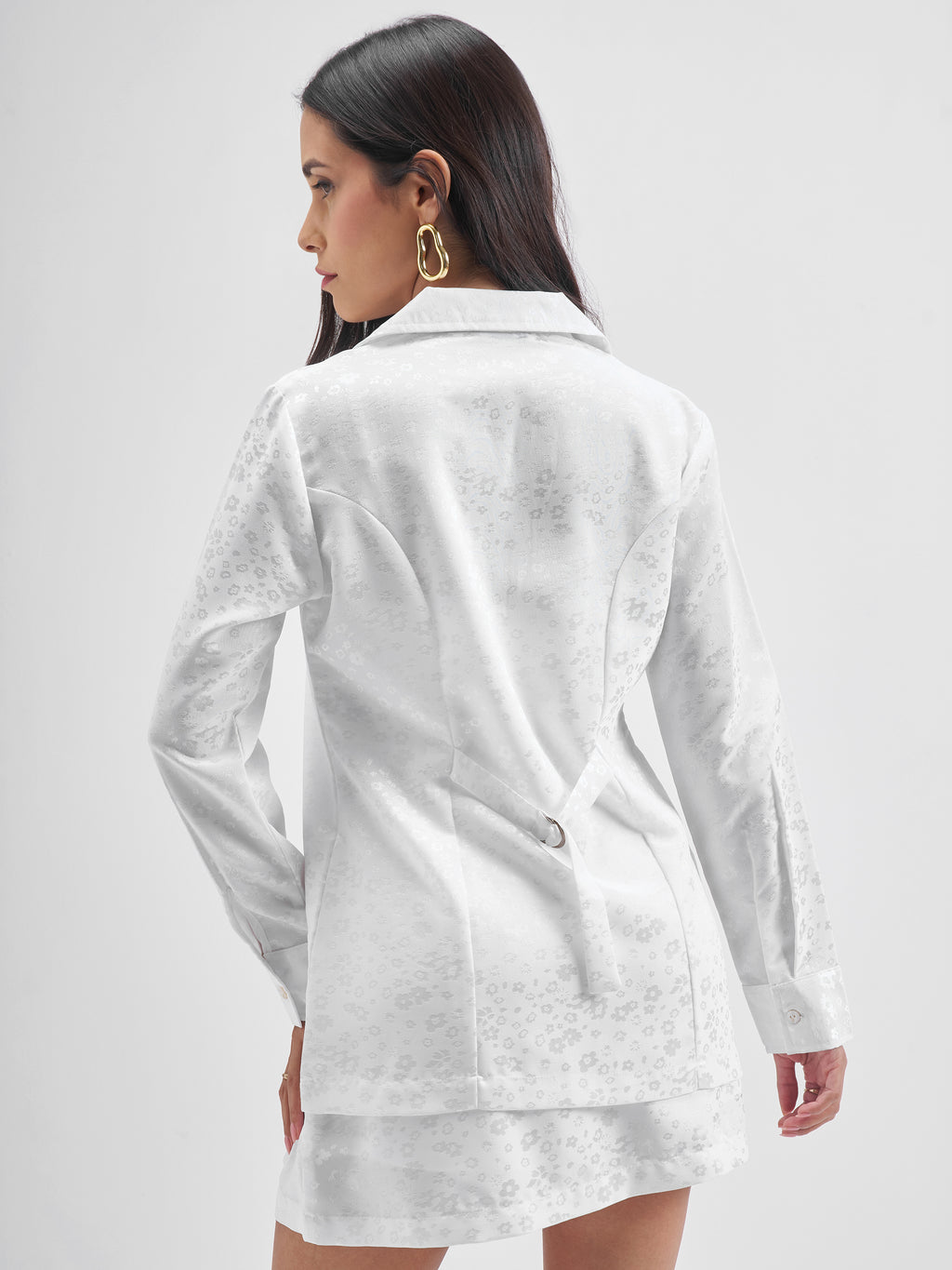 Chic By Tokyo Talkies Women White Coat With Skirt Co-Ords - White - Image 3