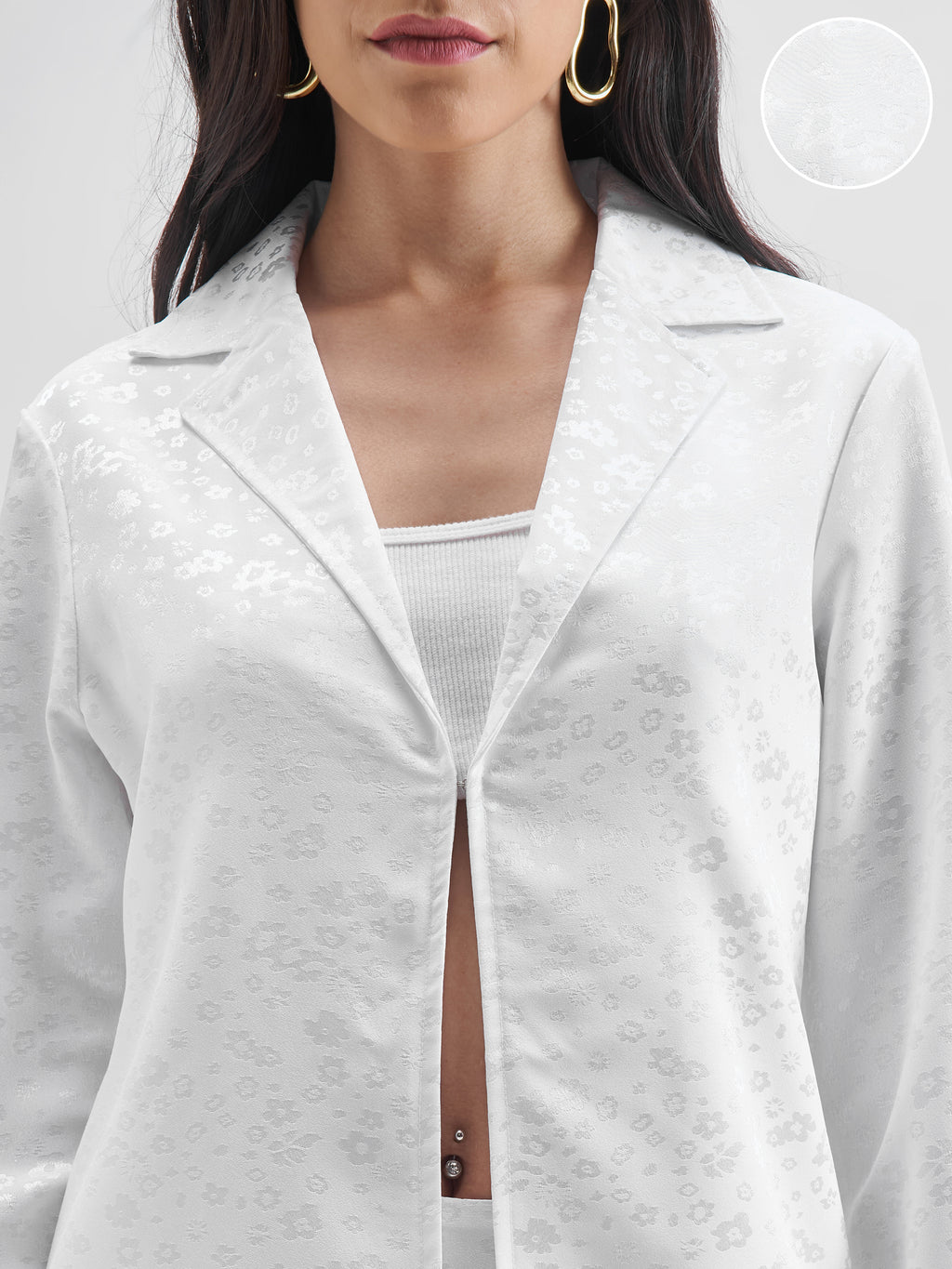 Chic By Tokyo Talkies Women White Coat With Skirt Co-Ords - White - Image 5