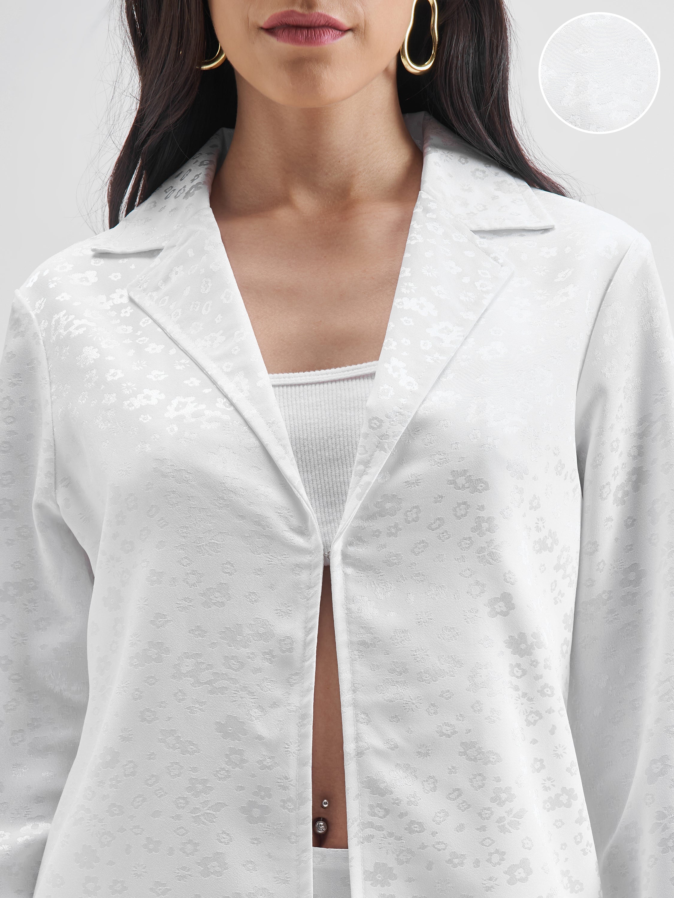 Chic By Tokyo Talkies Women White Coat With Skirt Co-Ords - White - Image 5