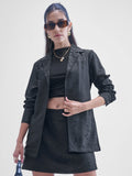 ESPYR By Tokyo Talkies Women Black Blazer With Skirt Co-Ords - Black - Image 1