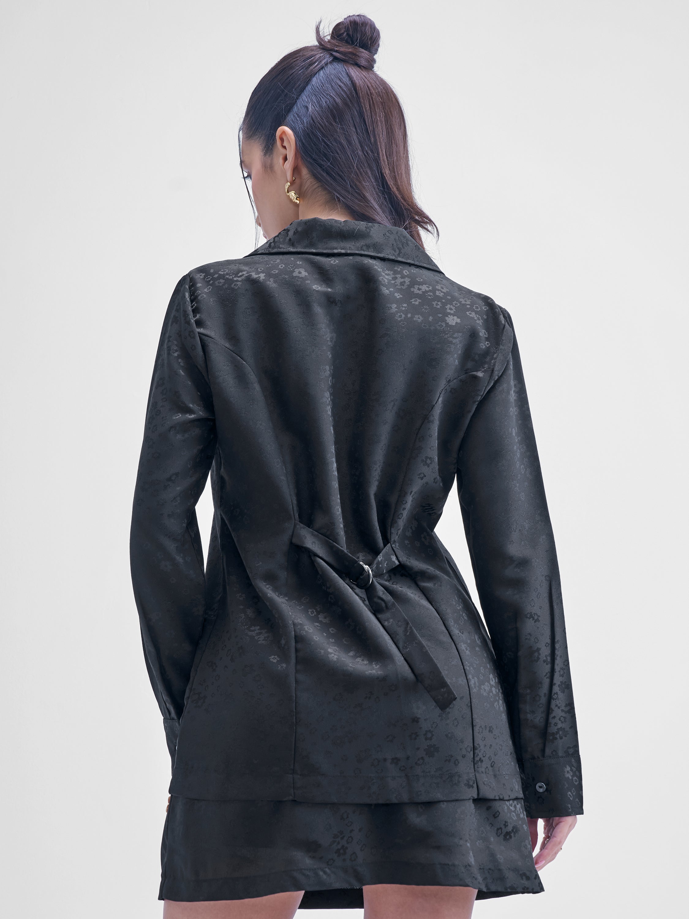 ESPYR By Tokyo Talkies Women Black Blazer With Skirt Co-Ords - Black - Image 3
