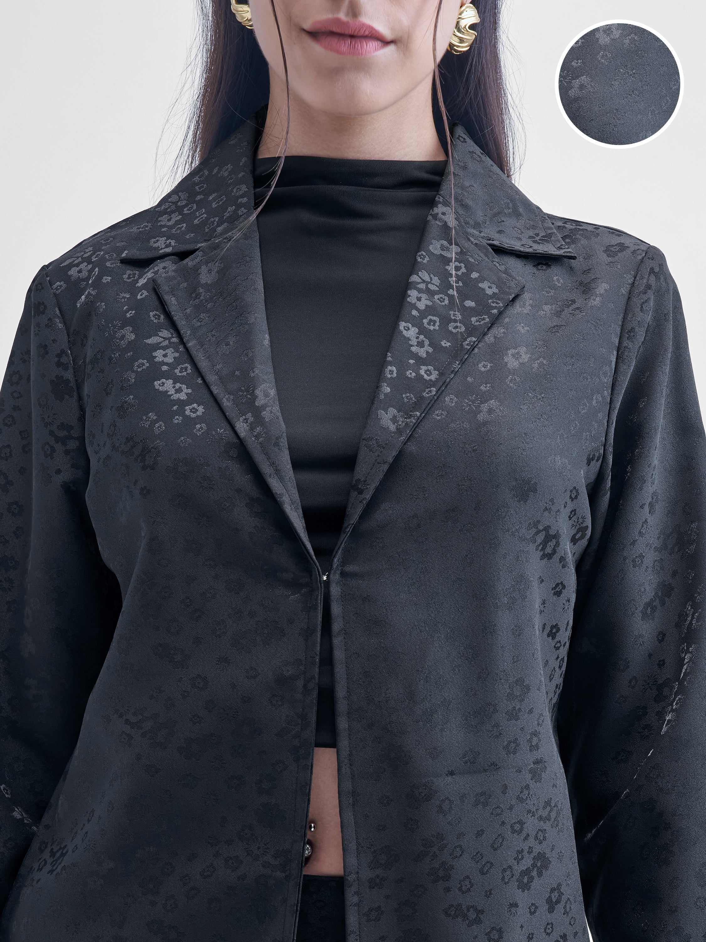 ESPYR By Tokyo Talkies Women Black Blazer With Skirt Co-Ords - Black - Image 5