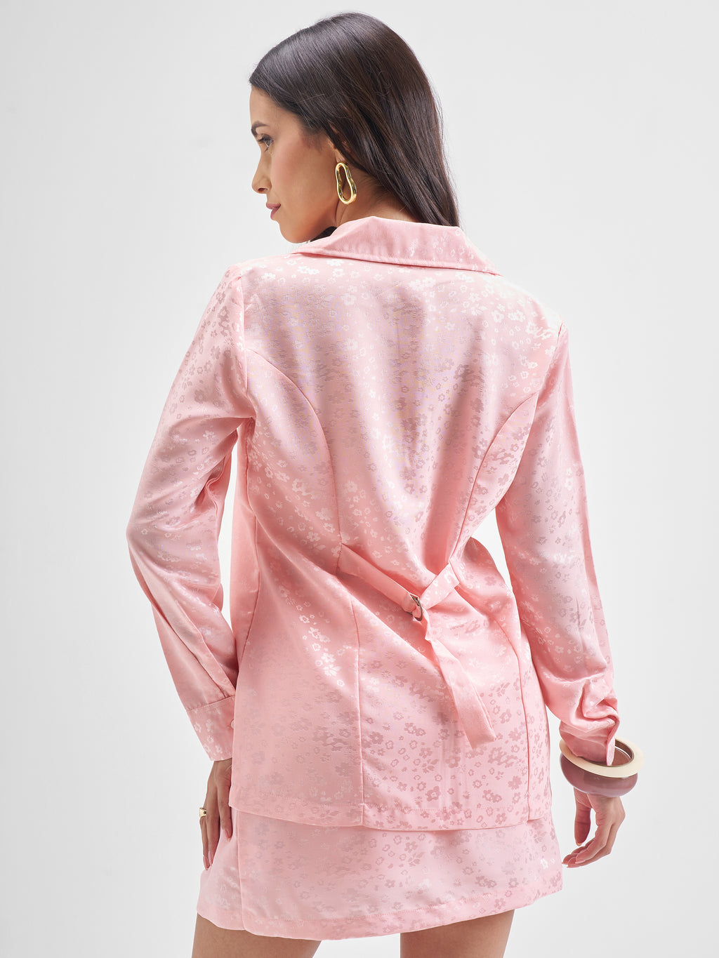Chic By Tokyo Talkies Women Pink Coat With Skirt Co-Ords - Pink - Image 3