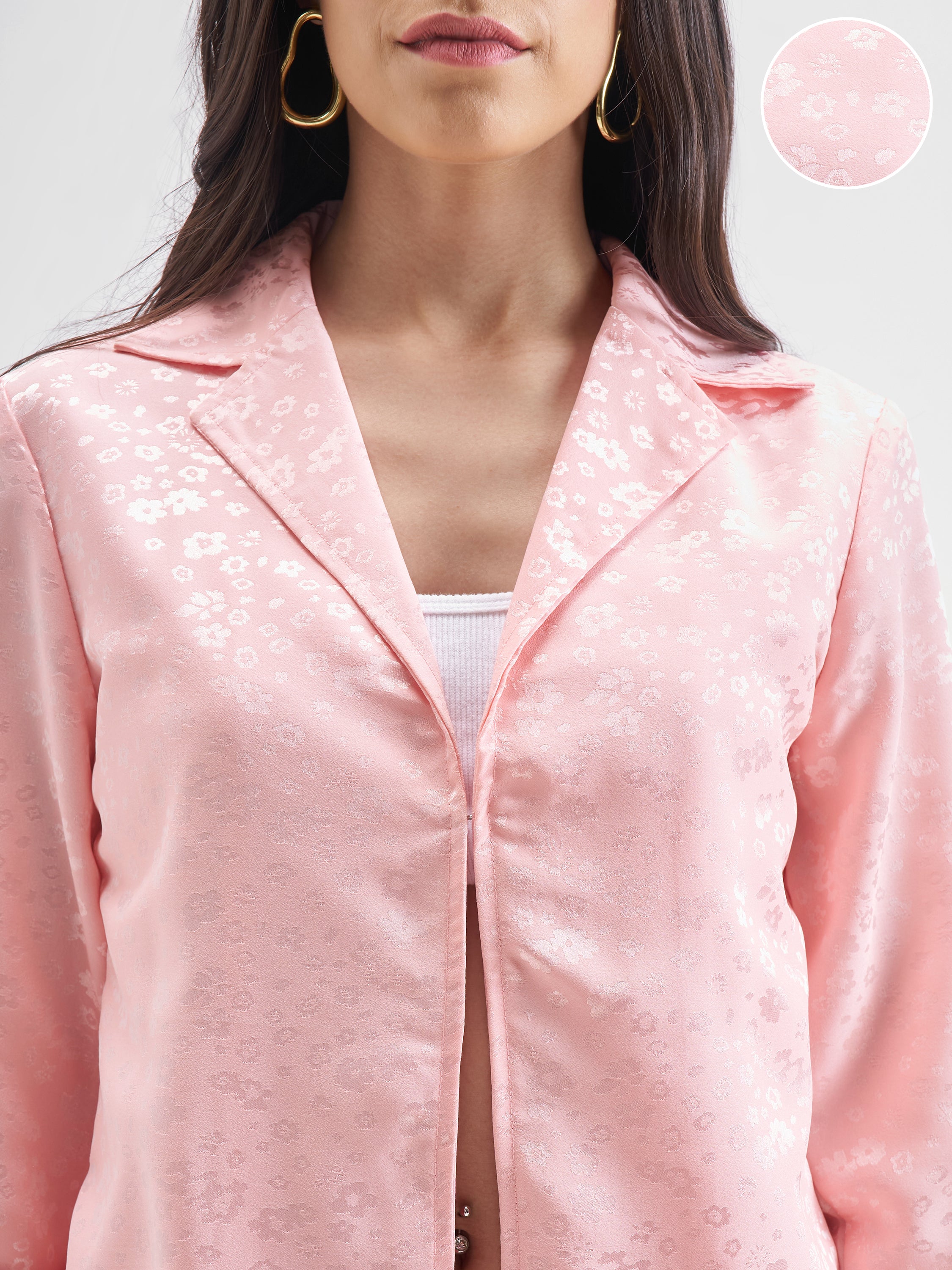 Chic By Tokyo Talkies Women Pink Coat With Skirt Co-Ords - Pink - Image 5