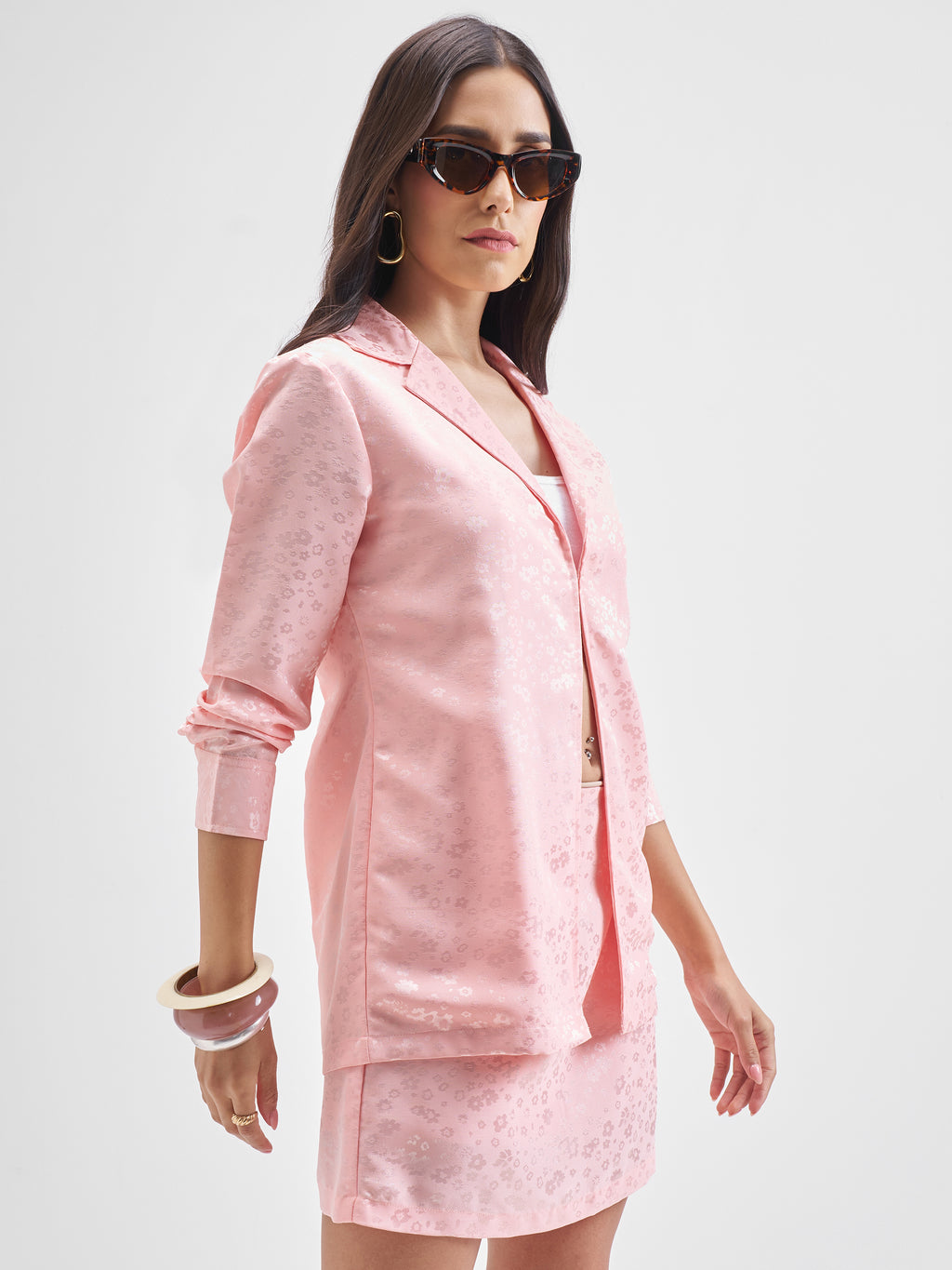 Chic By Tokyo Talkies Women Pink Coat With Skirt Co-Ords - Pink - Image 6