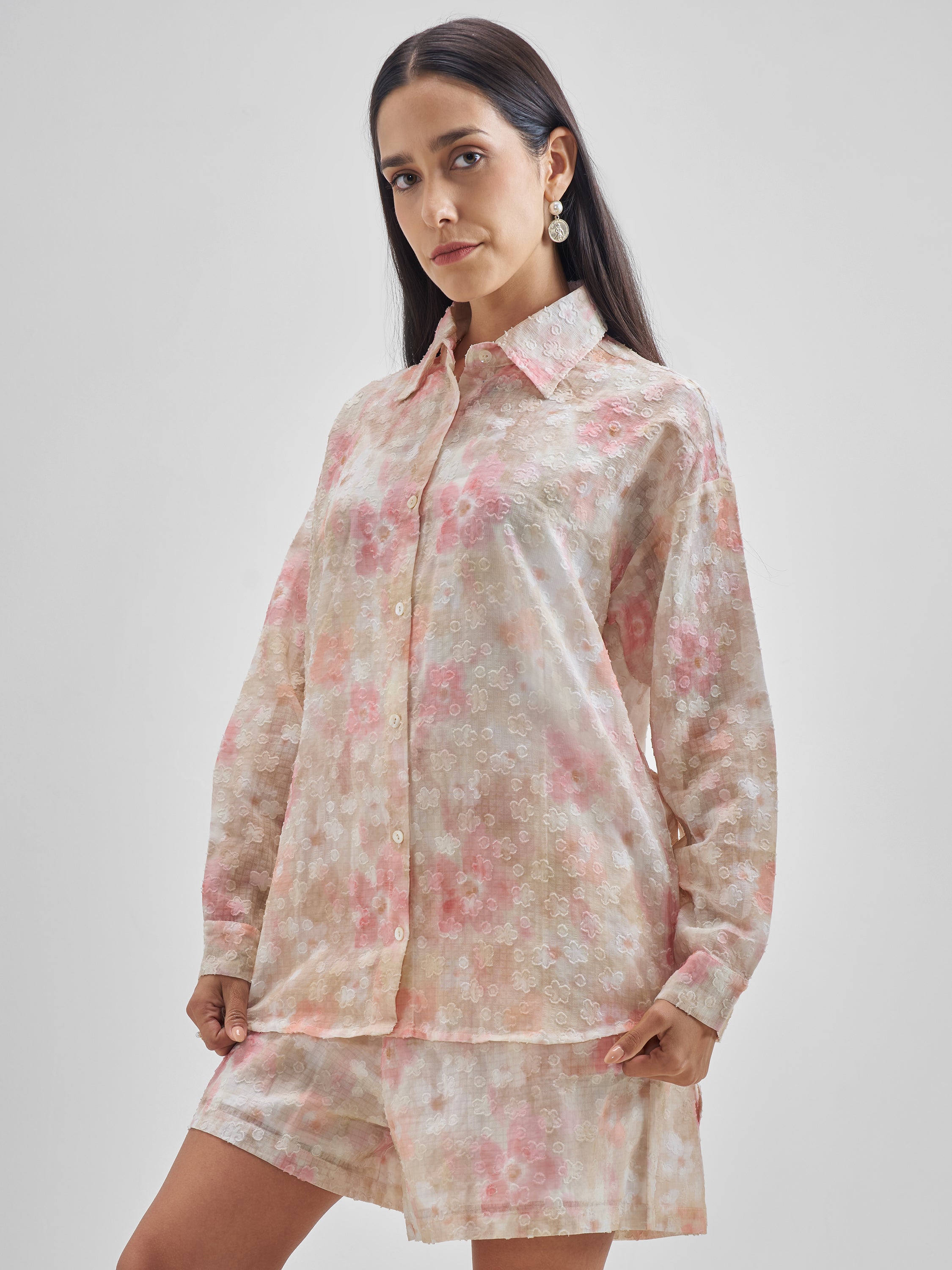 ESPYR By Tokyo Talkies Women Pink Shirt With Shorts Co-Ords - Pink - Image 4