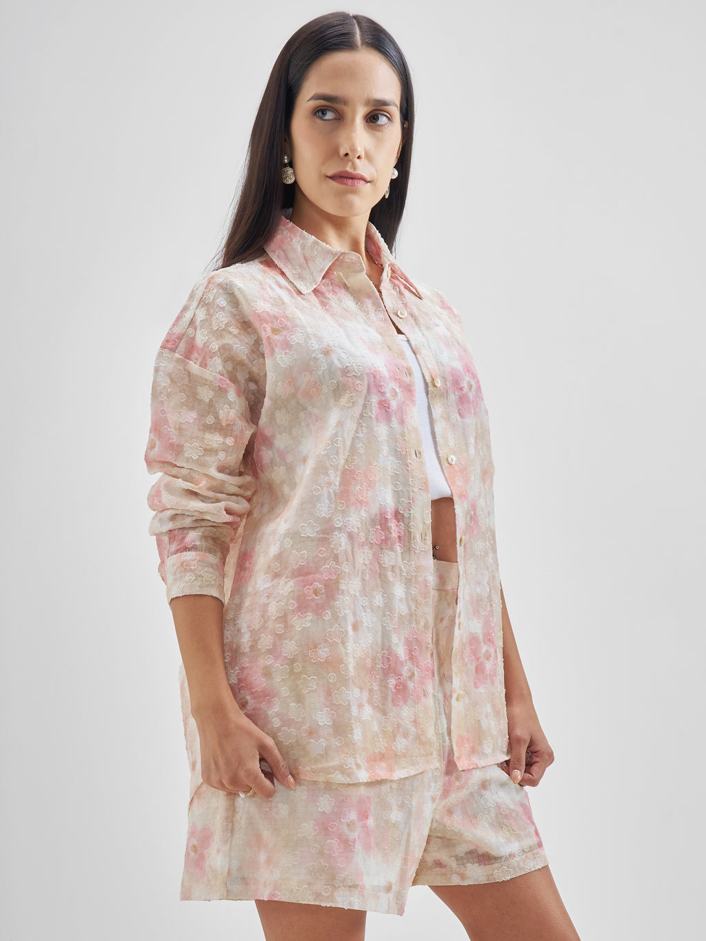 ESPYR By Tokyo Talkies Women Pink Shirt With Shorts Co-Ords - Pink - Image 6