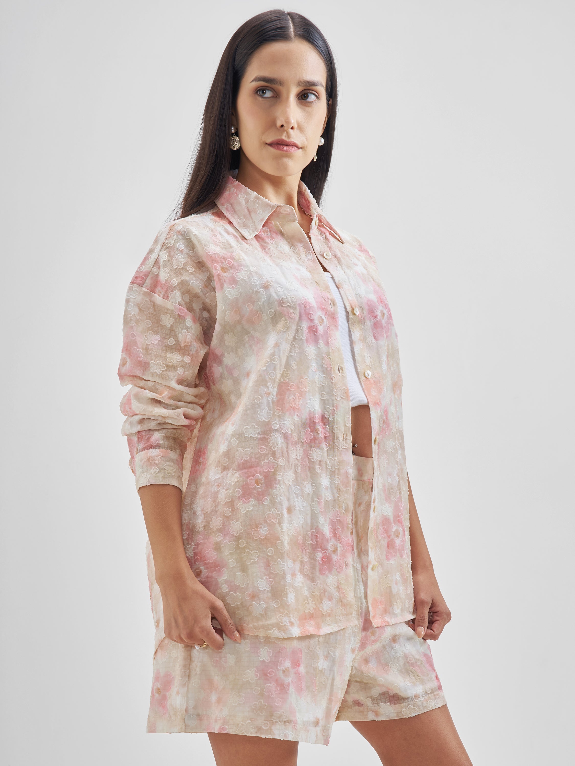 ESPYR By Tokyo Talkies Women Pink Shirt With Shorts Co-Ords - Pink - Image 6