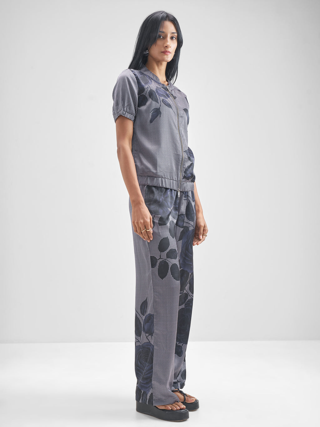 Tokyo Talkies Women Grey Shirt With Trouser Co-Ords - Grey - Image 4