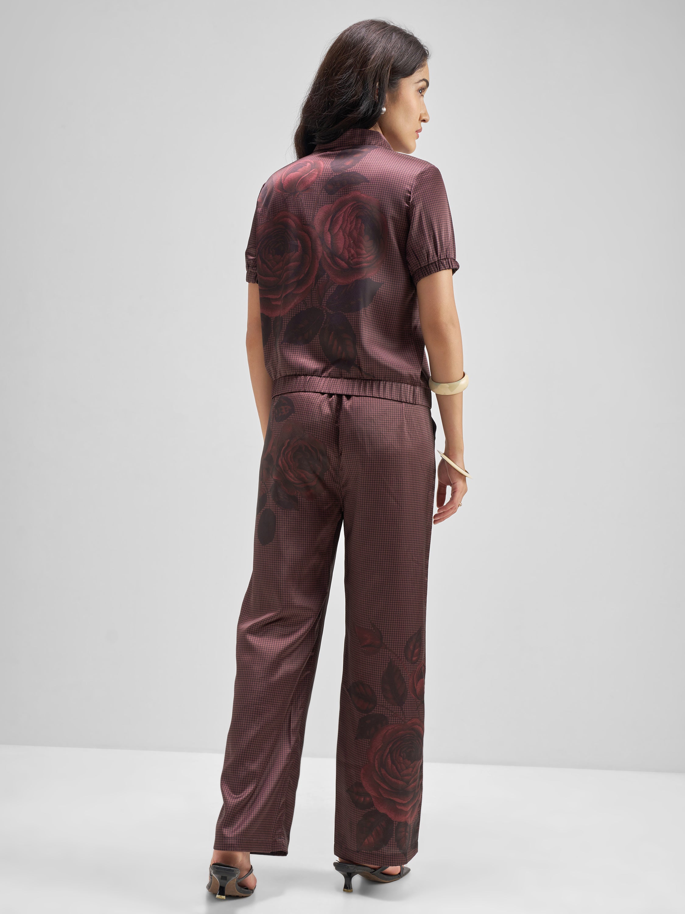 Tokyo Talkies Women Maroon Top Trouser Co-Ords - Maroon - Image 3