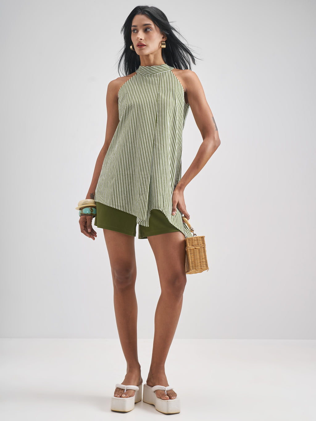 Chic By Tokyo Talkies Women Olive Top With Shorts Co-Ords - Olive - Image 2