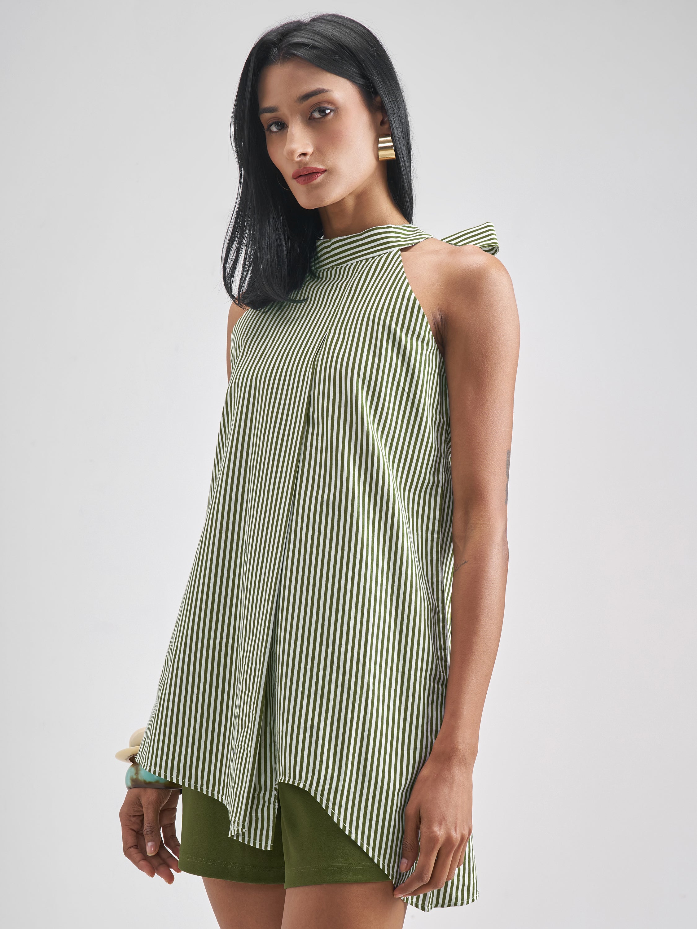 Chic By Tokyo Talkies Women Olive Top With Shorts Co-Ords - Olive - Image 4