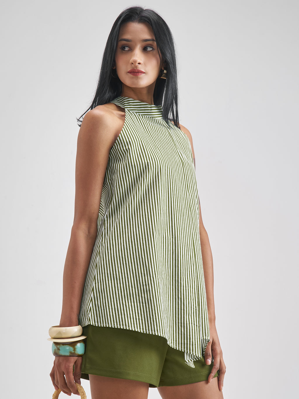 Chic By Tokyo Talkies Women Olive Top With Shorts Co-Ords - Olive - Image 6