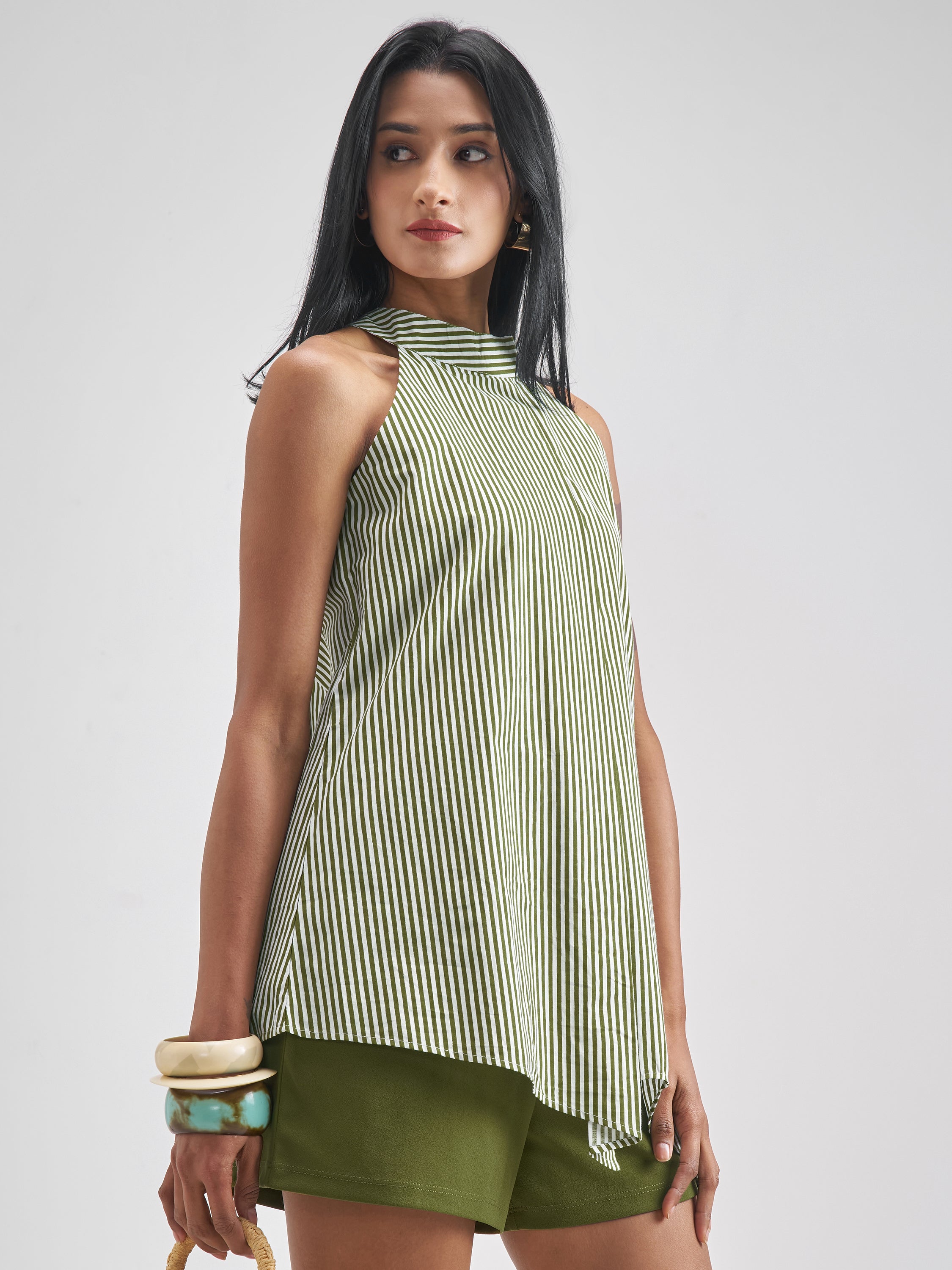 Chic By Tokyo Talkies Women Olive Top With Shorts Co-Ords - Olive - Image 6
