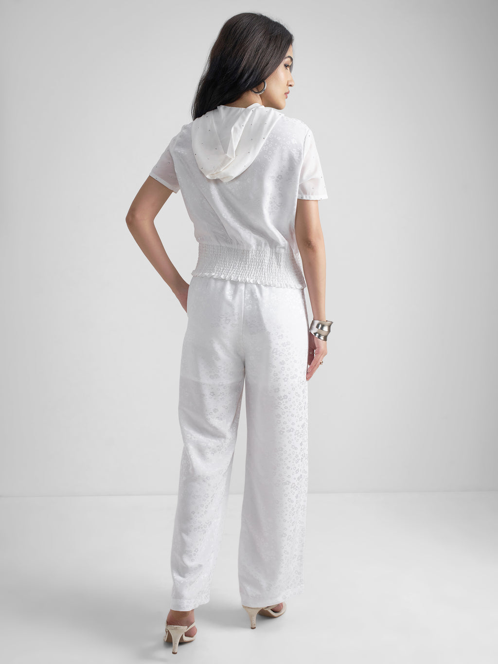 Tokyo Talkies Women White Top With Trouser Co-Ords - White - Image 3