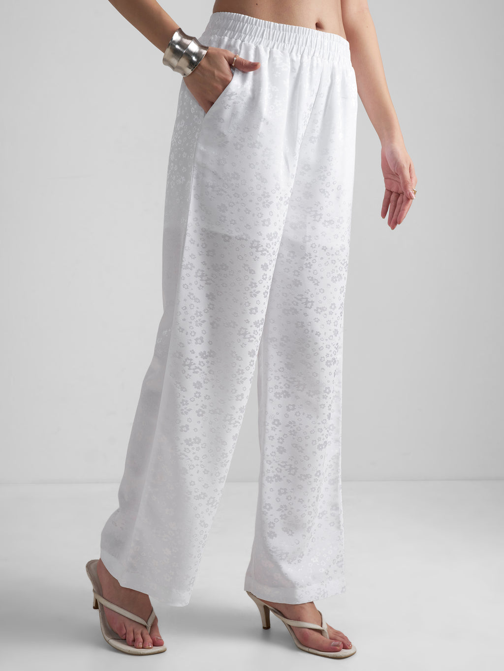 Tokyo Talkies Women White Top With Trouser Co-Ords - White - Image 6