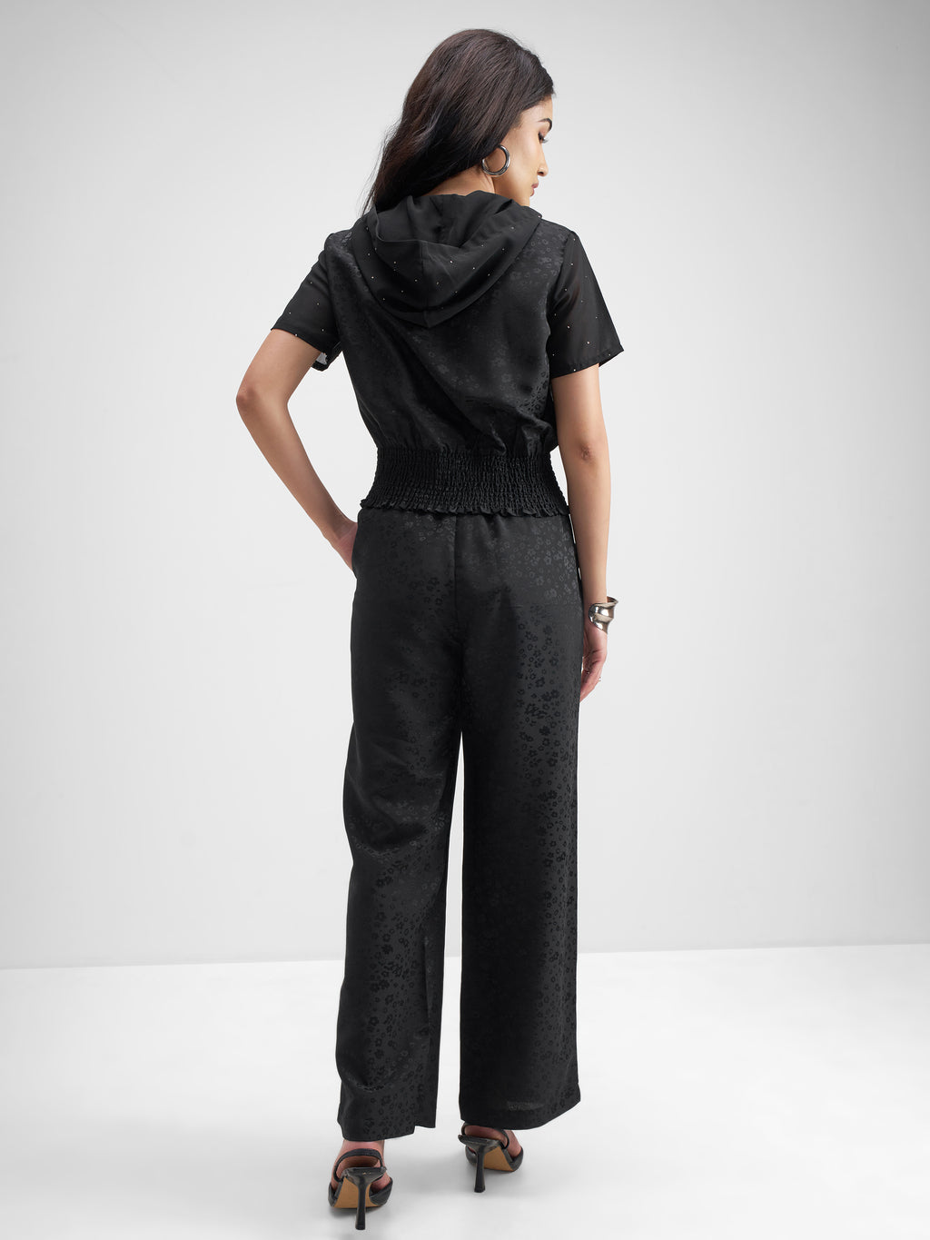 Tokyo Talkies Women Black Top With Trouser Co-Ords - Black - Image 3