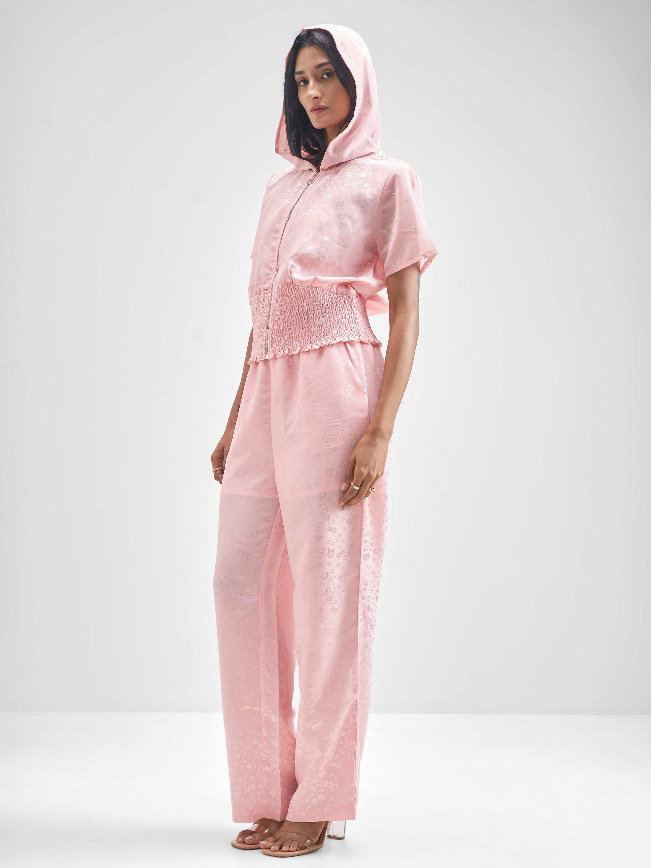 Tokyo Talkies Women Pink Shirt With Trouser Co-Ords - Pink - Image 2