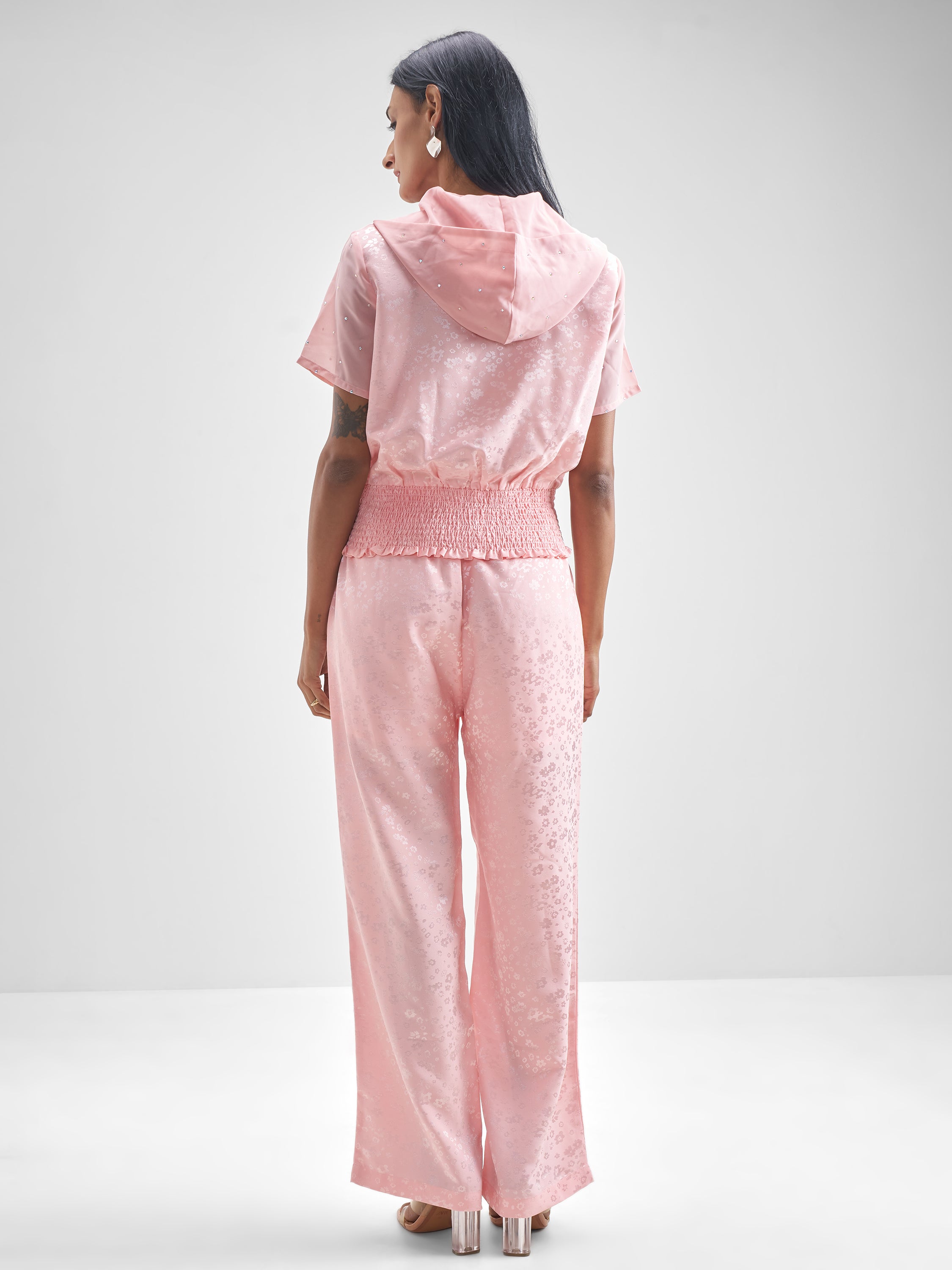Tokyo Talkies Women Pink Shirt With Trouser Co-Ords - Pink - Image 3