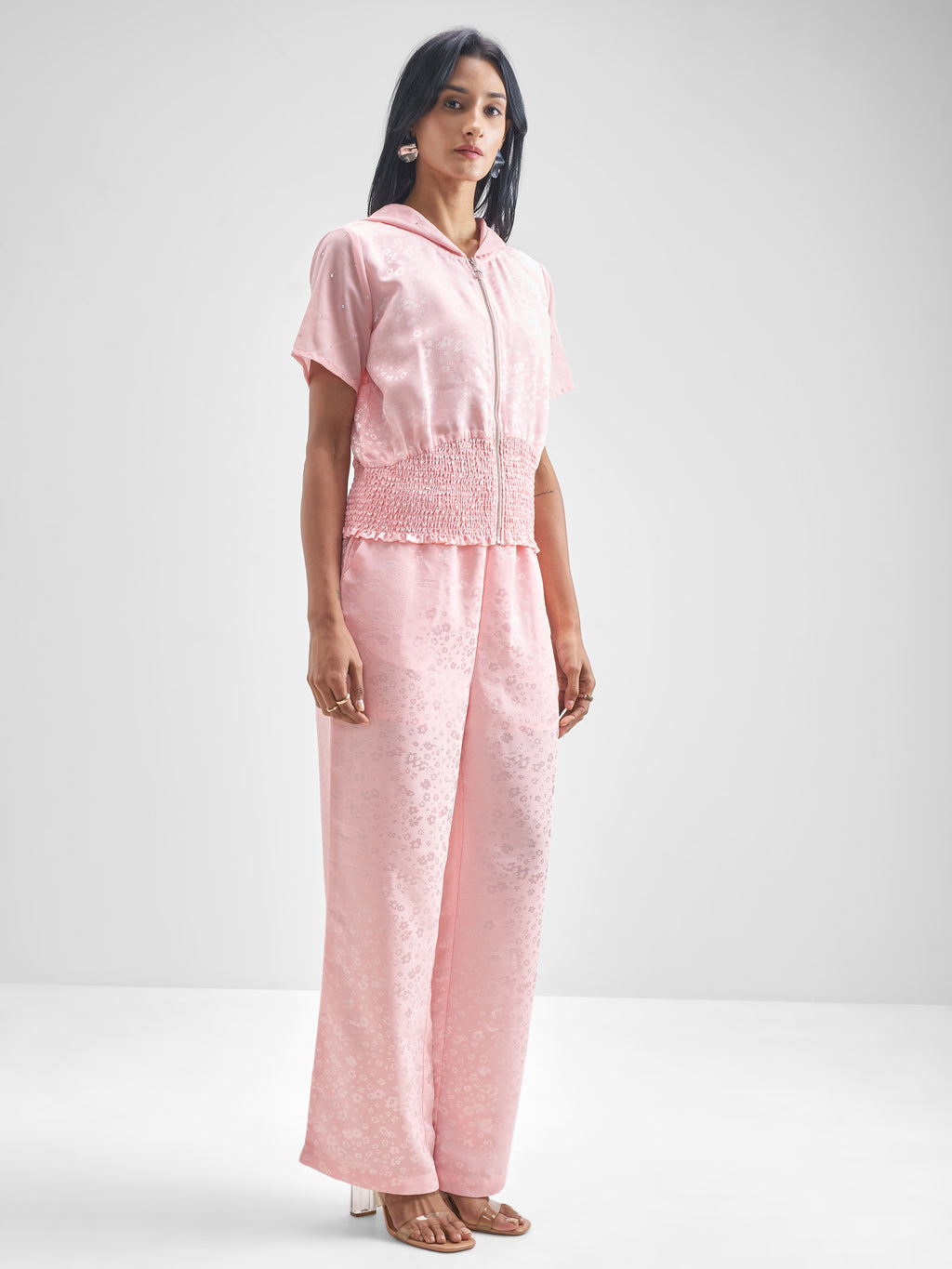 Tokyo Talkies Women Pink Shirt With Trouser Co-Ords - Pink - Image 4