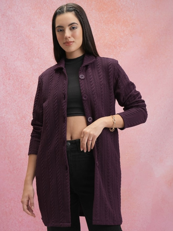 Tokyo Talkies Women Purple V-Neck Sweater - Purple - Image 1