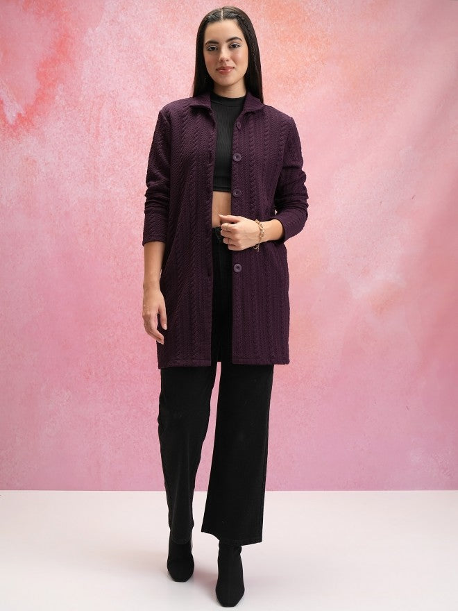 Tokyo Talkies Women Purple V-Neck Sweater - Purple - Image 2