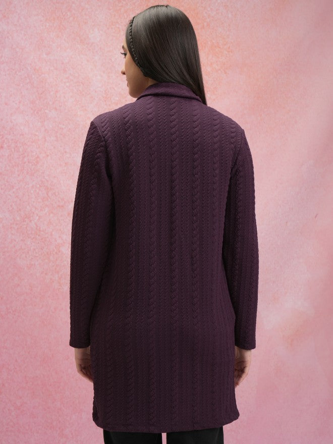 Tokyo Talkies Women Purple V-Neck Sweater - Purple - Image 3