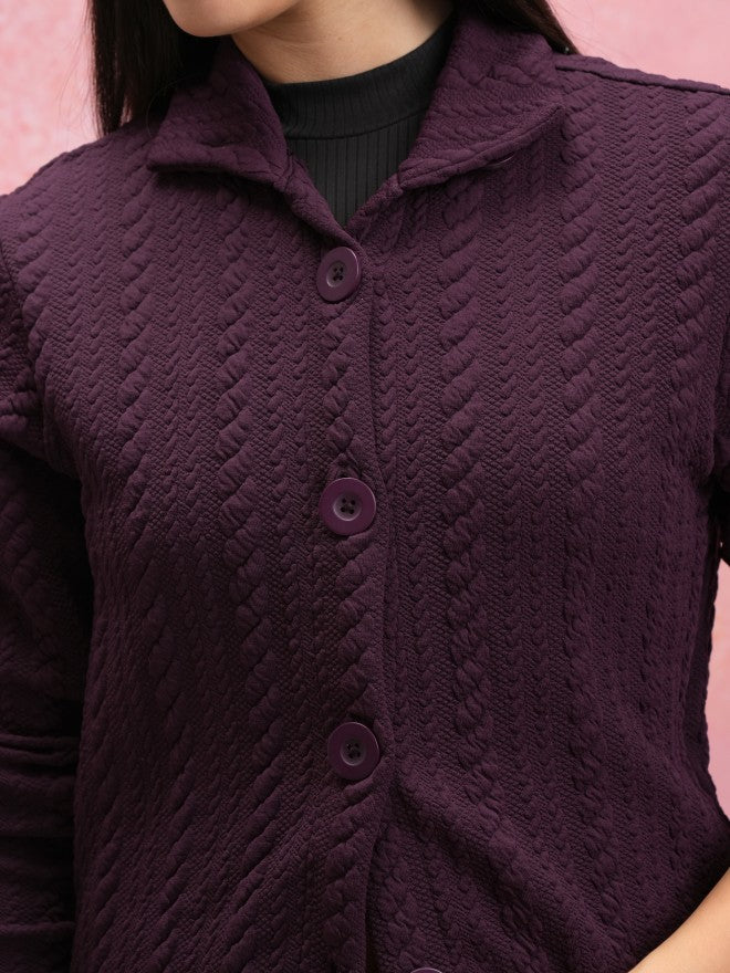 Tokyo Talkies Women Purple V-Neck Sweater - Purple - Image 5