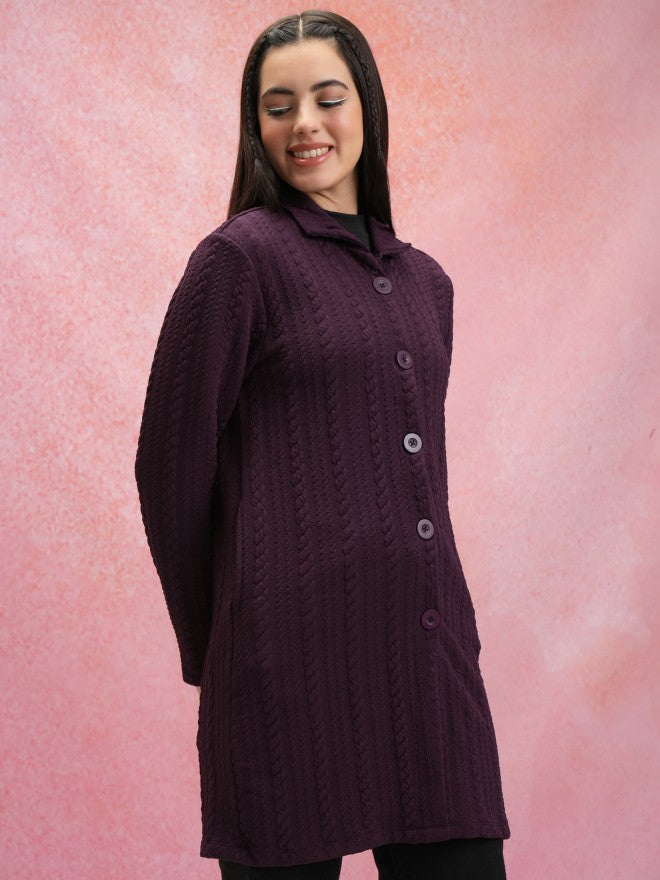 Tokyo Talkies Women Purple V-Neck Sweater - Purple - Image 6
