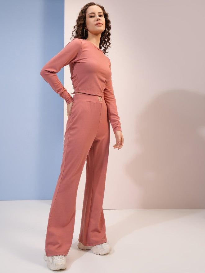 Tokyo Talkies Women Pink Top With Trousers Co-Ords - Pink - Image 4