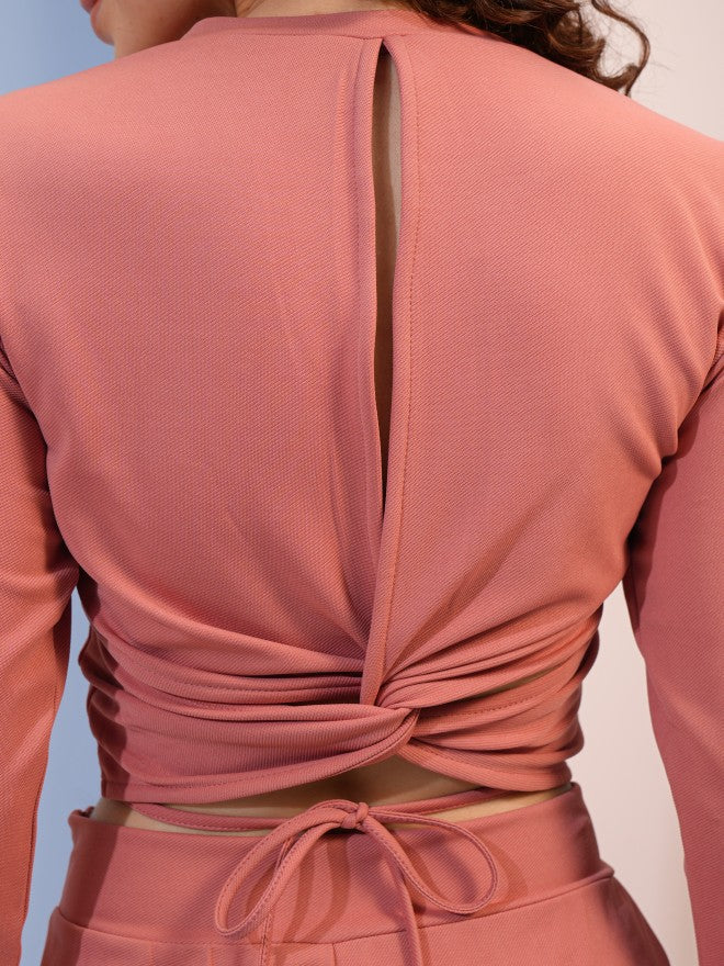 Tokyo Talkies Women Pink Top With Trousers Co-Ords - Pink - Image 5