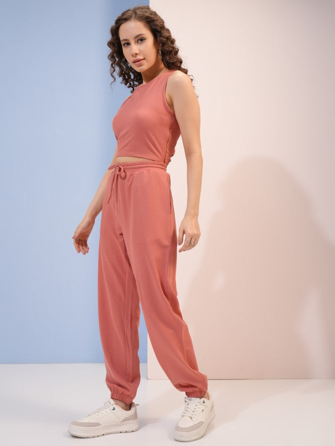 Tokyo Talkies Women Pink Top With Trousers Co-Ords - Pink - Image 2