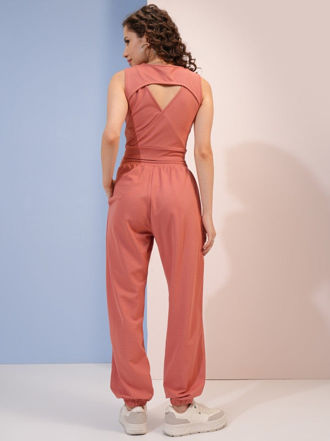 Tokyo Talkies Women Pink Top With Trousers Co-Ords - Pink - Image 3