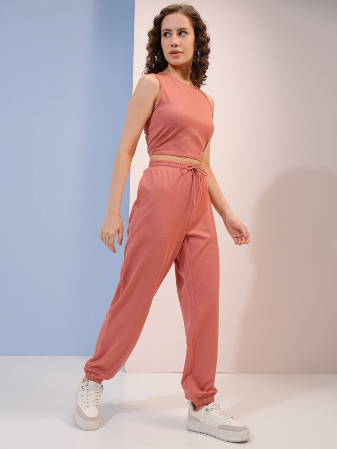 Tokyo Talkies Women Pink Top With Trousers Co-Ords - Pink - Image 4