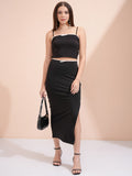 Tokyo Talkies Women Black Top With Skirt - Black - Image 1