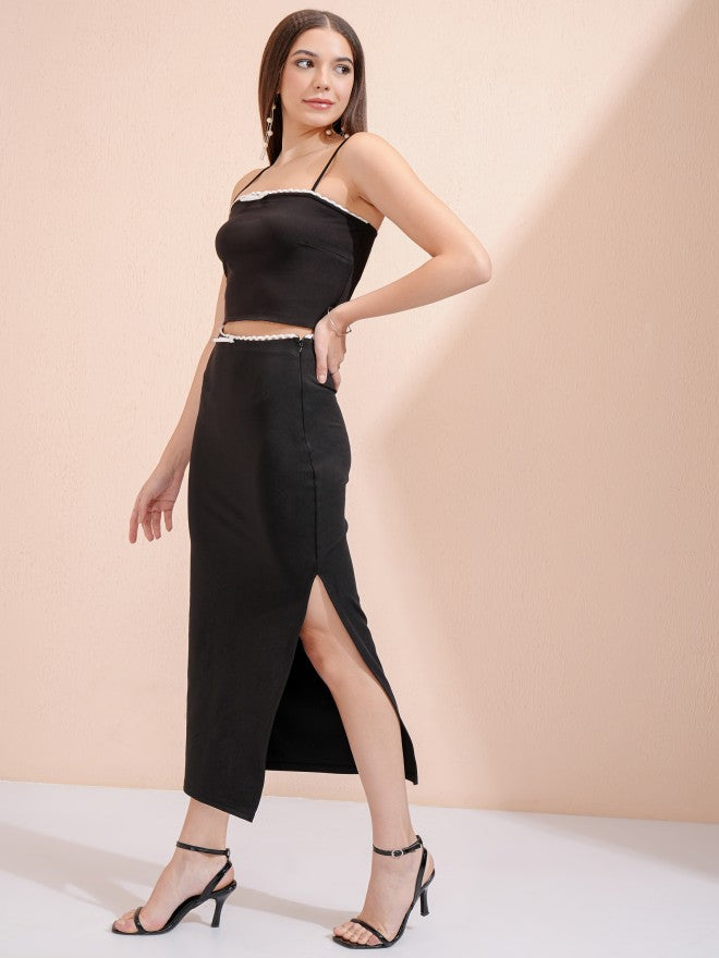 Tokyo Talkies Women Black Top With Skirt - Black - Image 2
