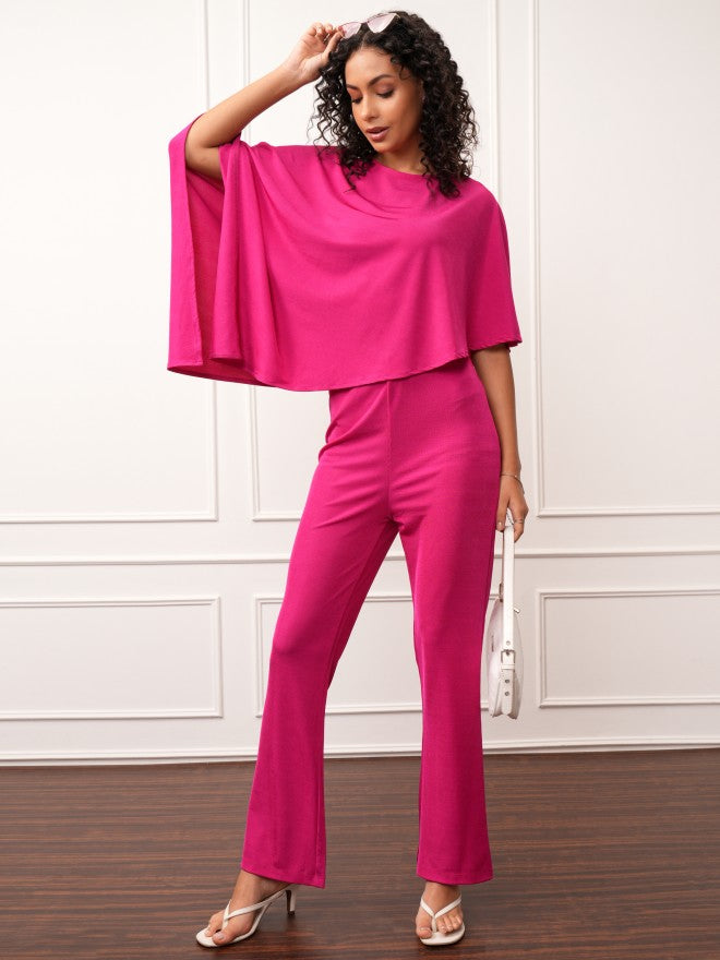 Tokyo Talkies Women Pink Top With Trouser - Pink - Image 1