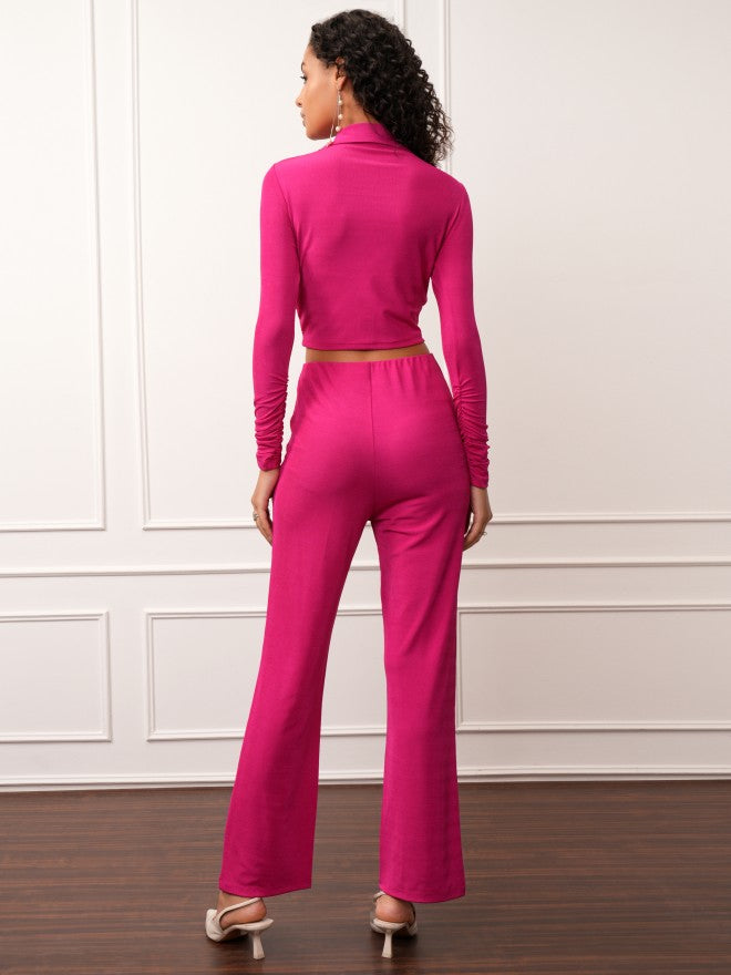 Tokyo Talkies Women Pink Shirt With Trousers Co-Ords - Pink - Image 2