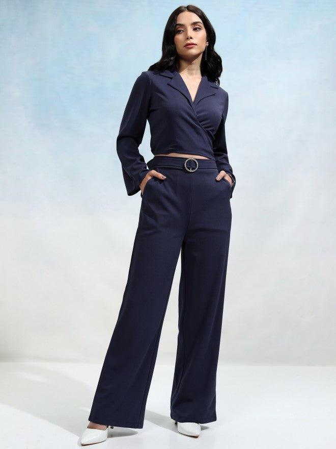 Tokyo Talkies Women Blue Blazer With Trouser - Blue - Image 2