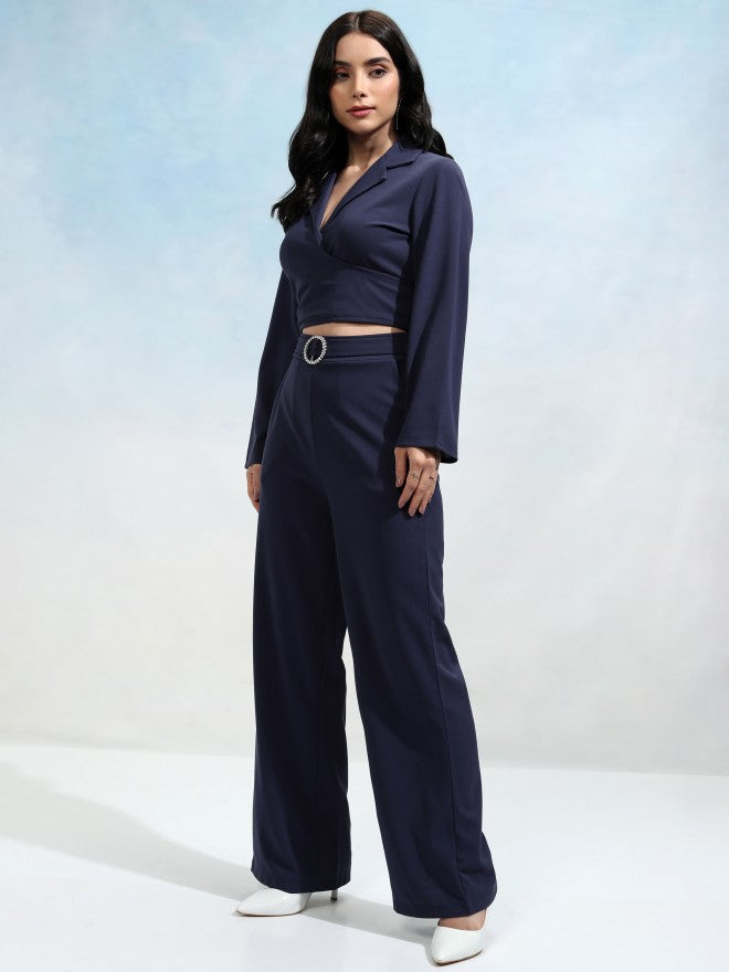 Tokyo Talkies Women Blue Blazer With Trouser - Blue - Image 4