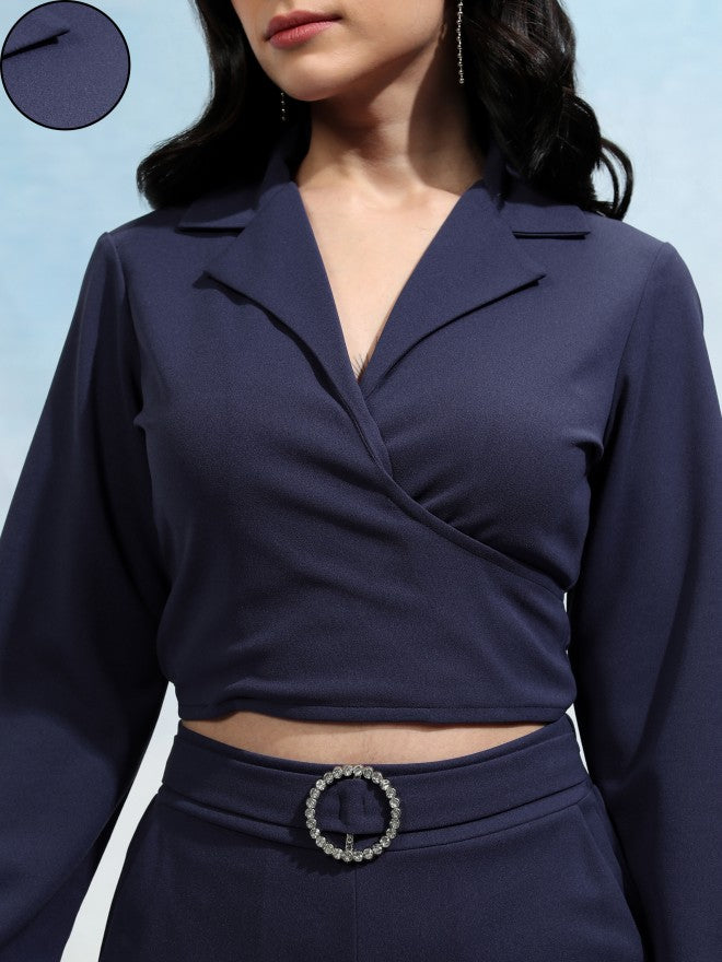 Tokyo Talkies Women Blue Blazer With Trouser - Blue - Image 5