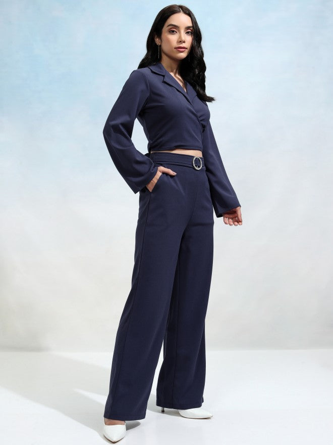 Tokyo Talkies Women Blue Blazer With Trouser - Blue - Image 6