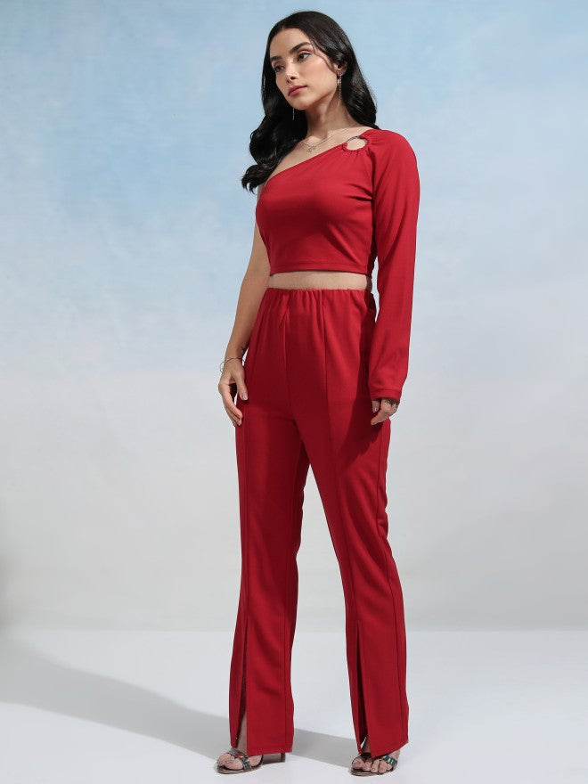 Tokyo Talkies Women Red Top With Trouser - Red - Image 4