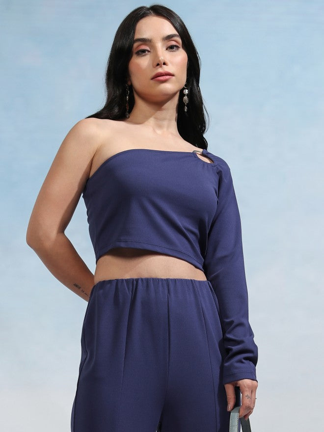 Tokyo Talkies Women Blue Top With Trouser - Blue - Image 1