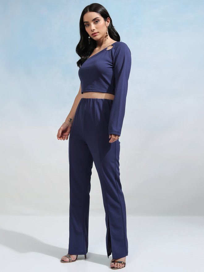 Tokyo Talkies Women Blue Top With Trouser - Blue - Image 4